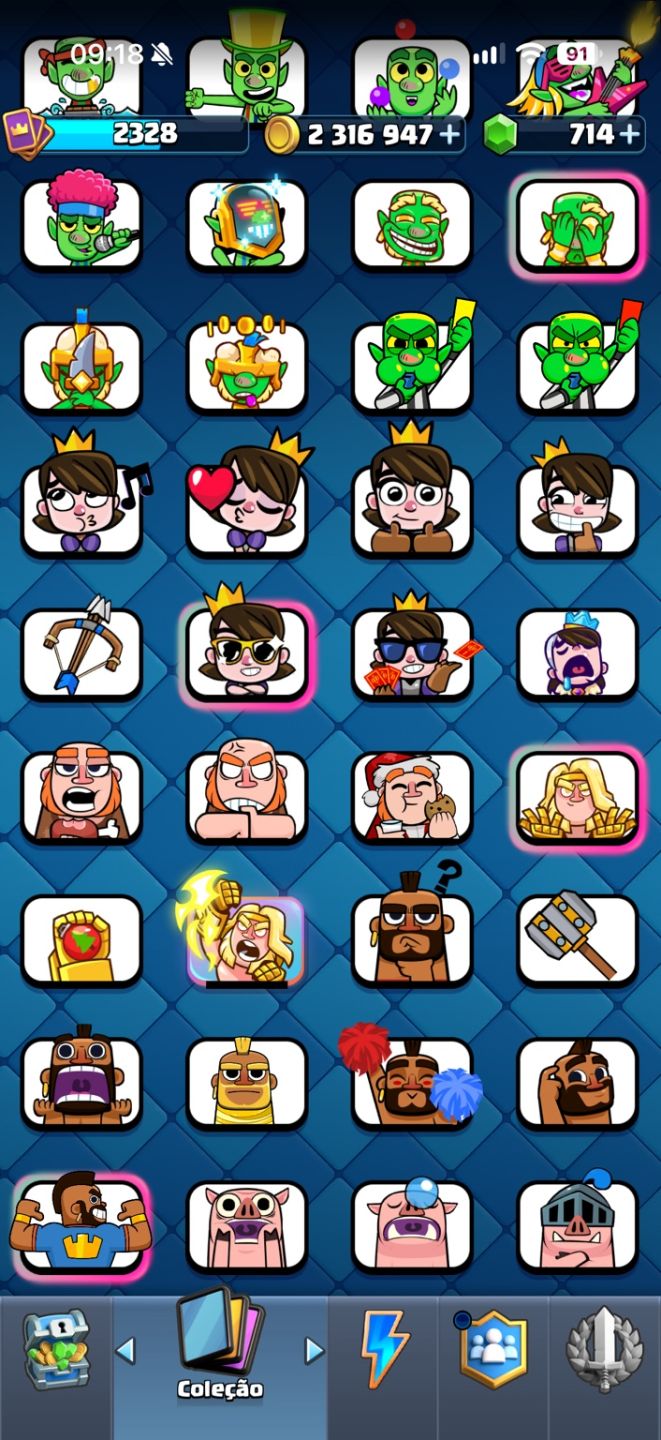 CLASH ROYALE | CONTA FULL MAX 16 | 123/123 CARTAS | 43/43 EVOLUÇÕES | 172 EMOTES