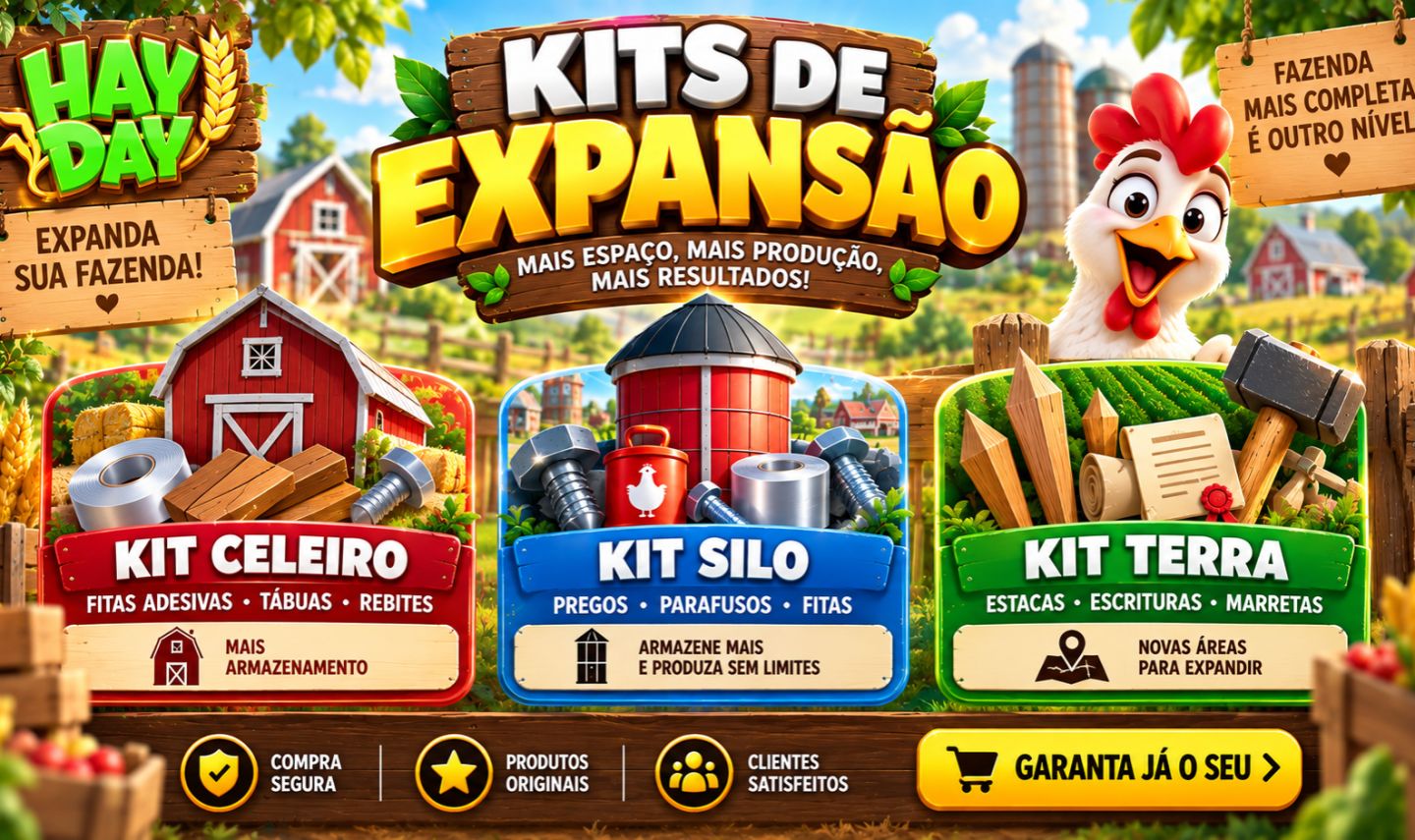 [ PREÇO IMBATÍVEL] HAYDAY KIT EXPANSÕES/PRODUTOS - HAY DAY CELEIRO/SILO/TERRENO