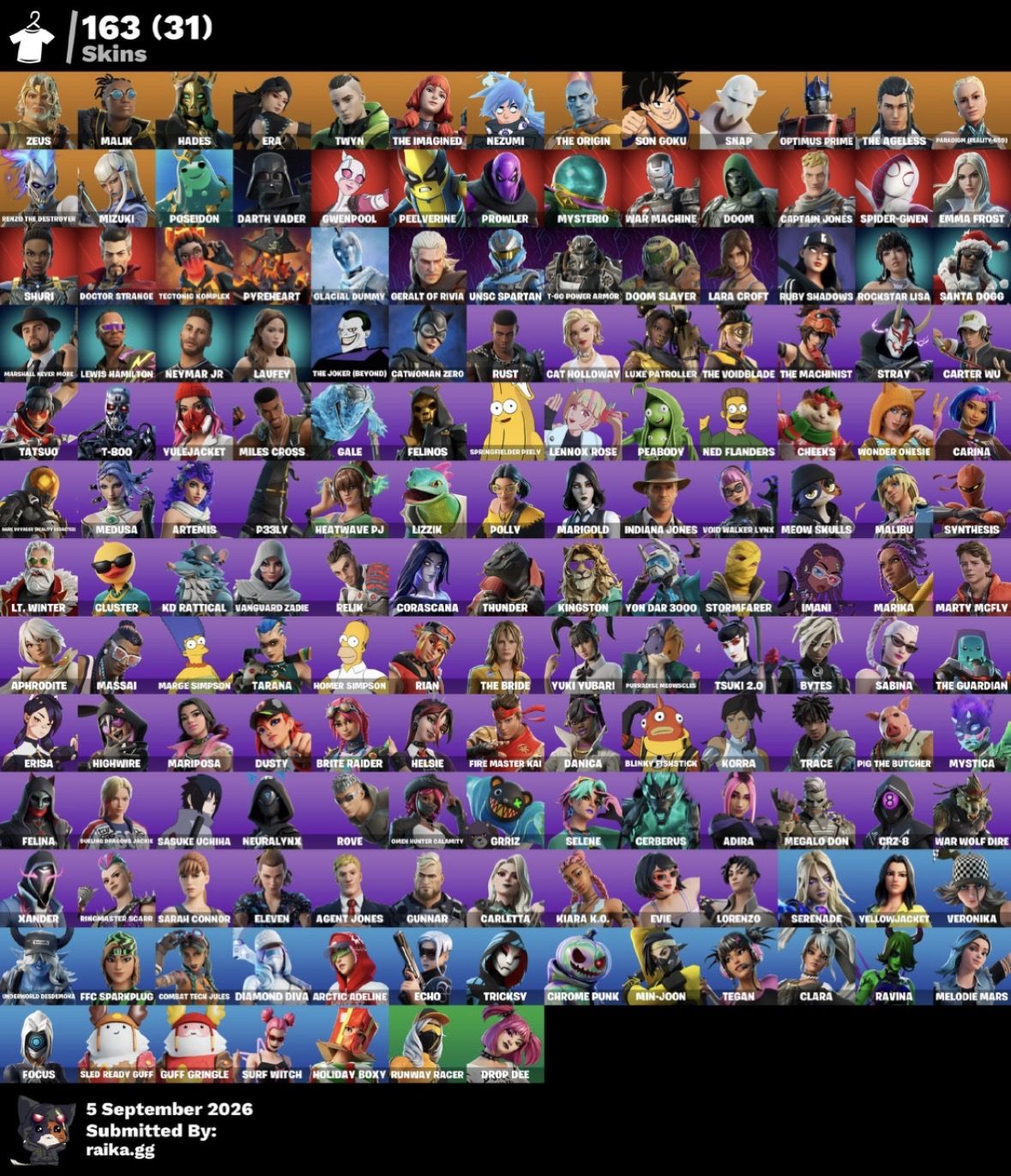 CONTA DE FORTNITE COM 168 SKINS 265 PICARETAS E SKINS COMO LARA CROFT