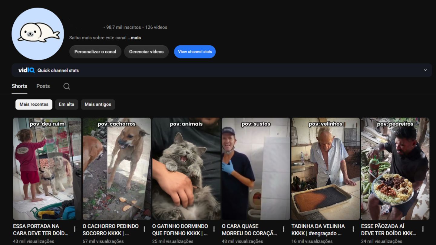 CANAL YOUTUBE não monetizado ( 100K) + CONTA TIKTOK (47K) VÍDEOS POV SEG REAIS