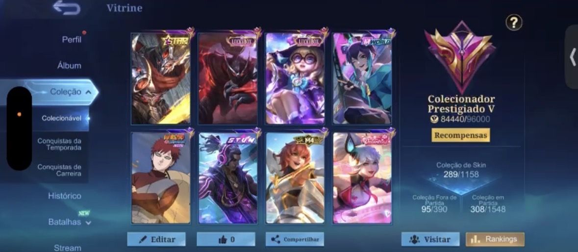 Mobile Legends | 289 Skins | Kof + Collector + Transformers + Sanrio | Raridade