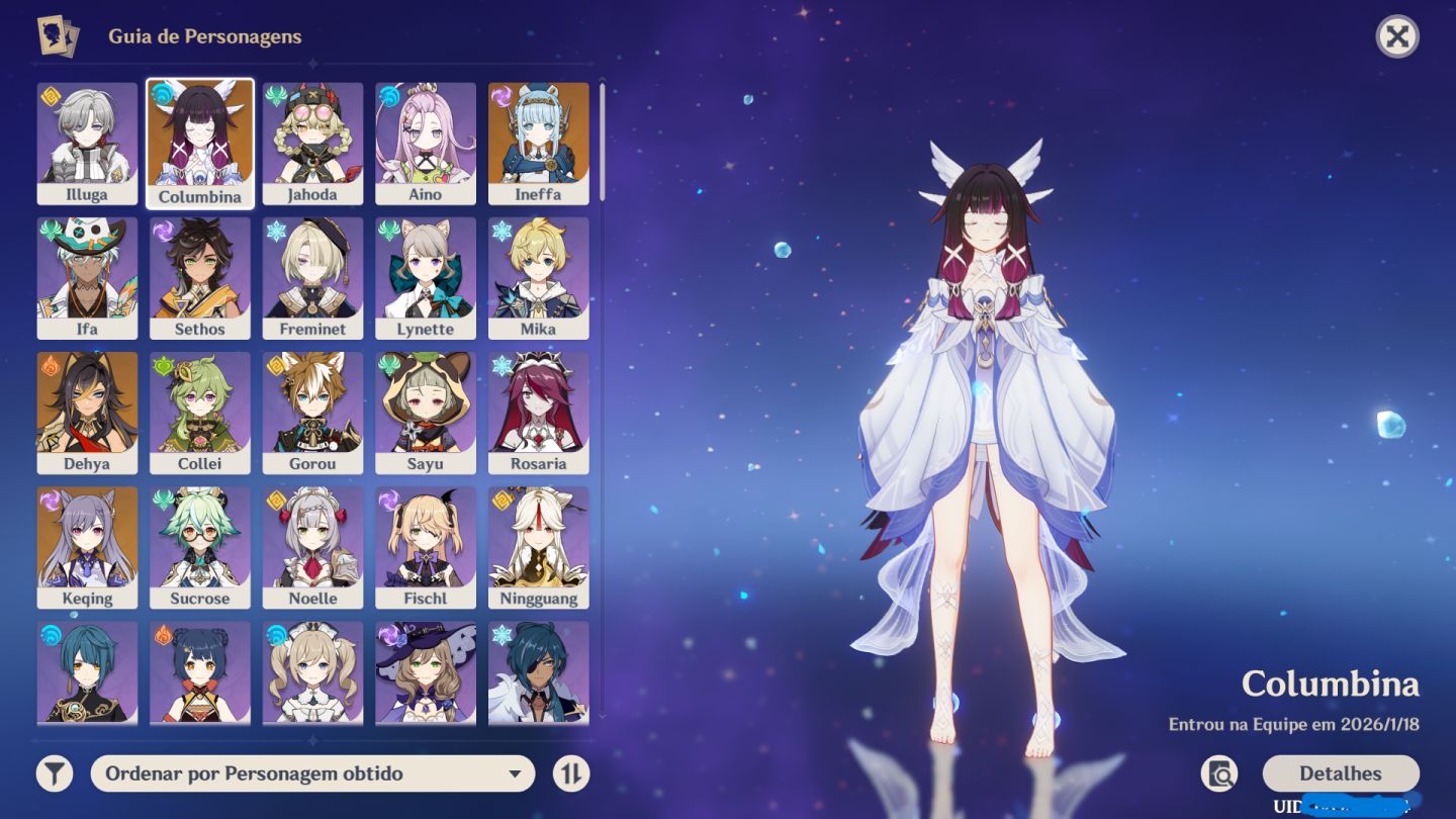 Conta Genshin Columbina+BIS+Ineffa+BIS