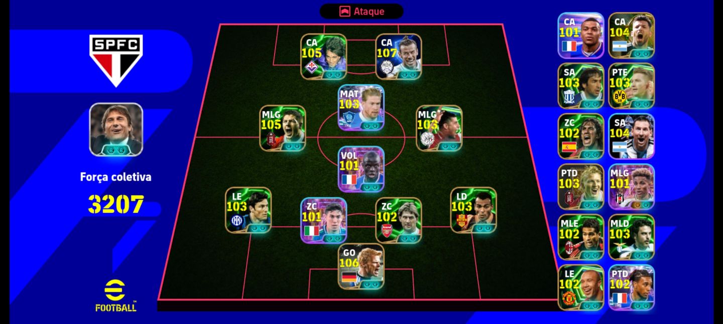 Conta de Efootball, Bale 107, Batistuta e Kanh