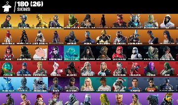 180 (27) Skins - The reaper - gold midas - ragnarok - 1,1k vbucks Mako
