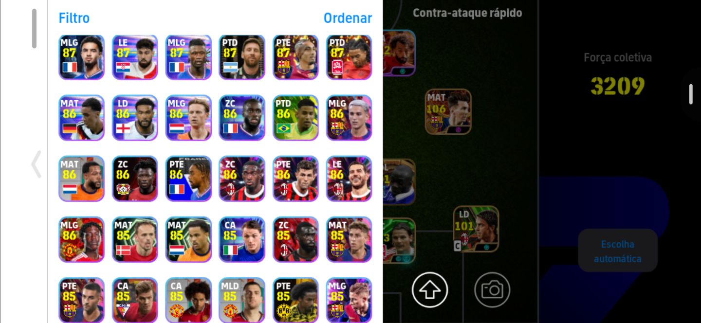 Conta Meta de Efootball Mobile com Salah Blitz, Bale Novo, Messi BigTime e Cruyf