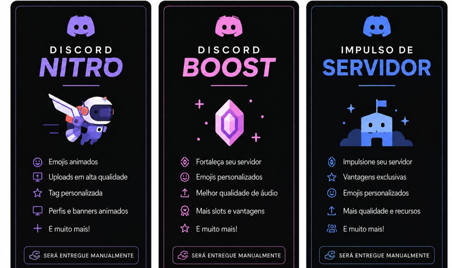 Discord Nitro Trimensal 3 Meses + 14X Impulsos/Boost Para o Seu Servidor