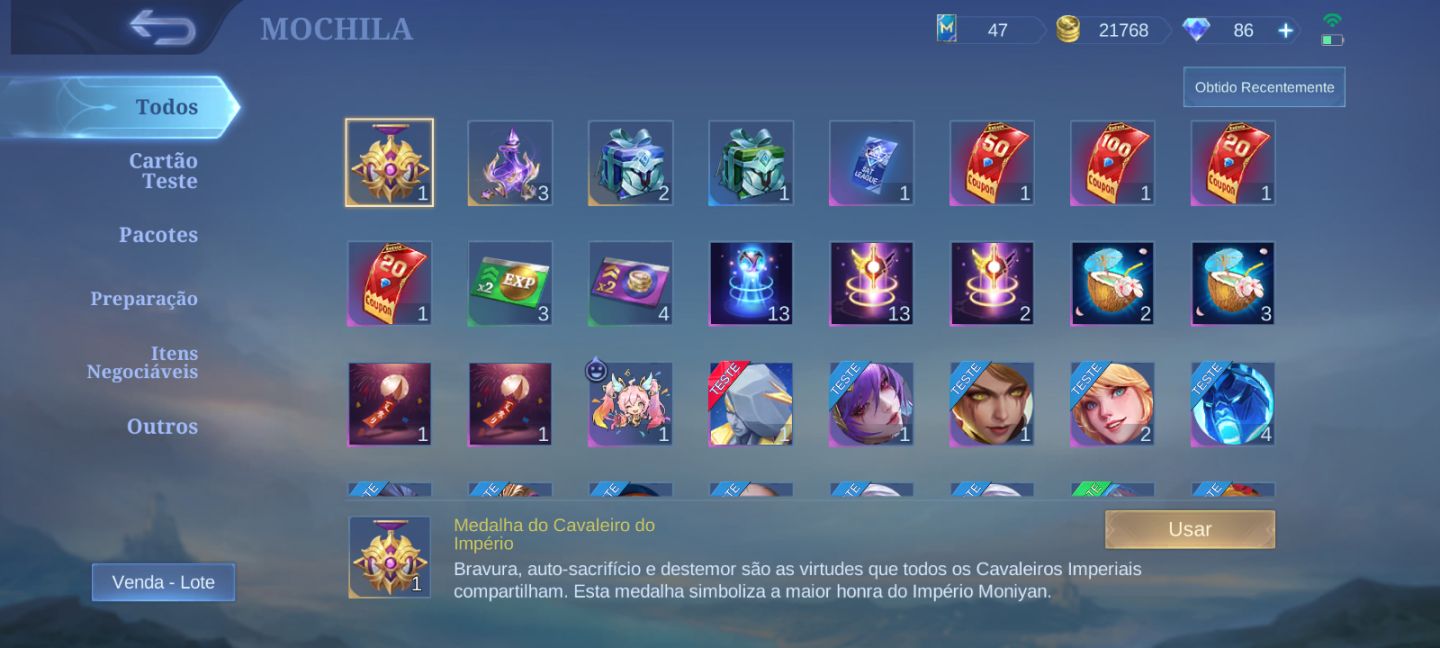 Conta Rara Antiga de MLBB