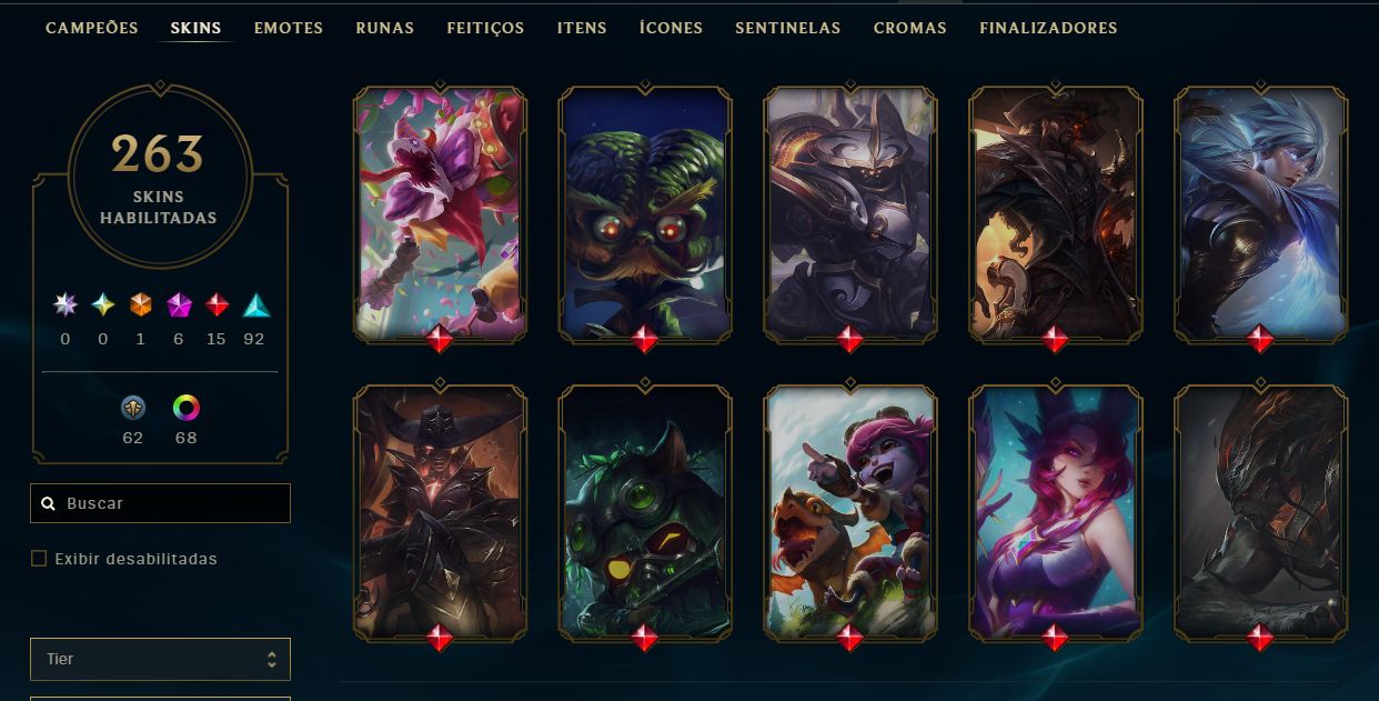 CONTA LEAGUE OF LEGENDS - 263 SKINS - ULTIMATE/MITICAS/LENDARIAS - FULL ACESSO