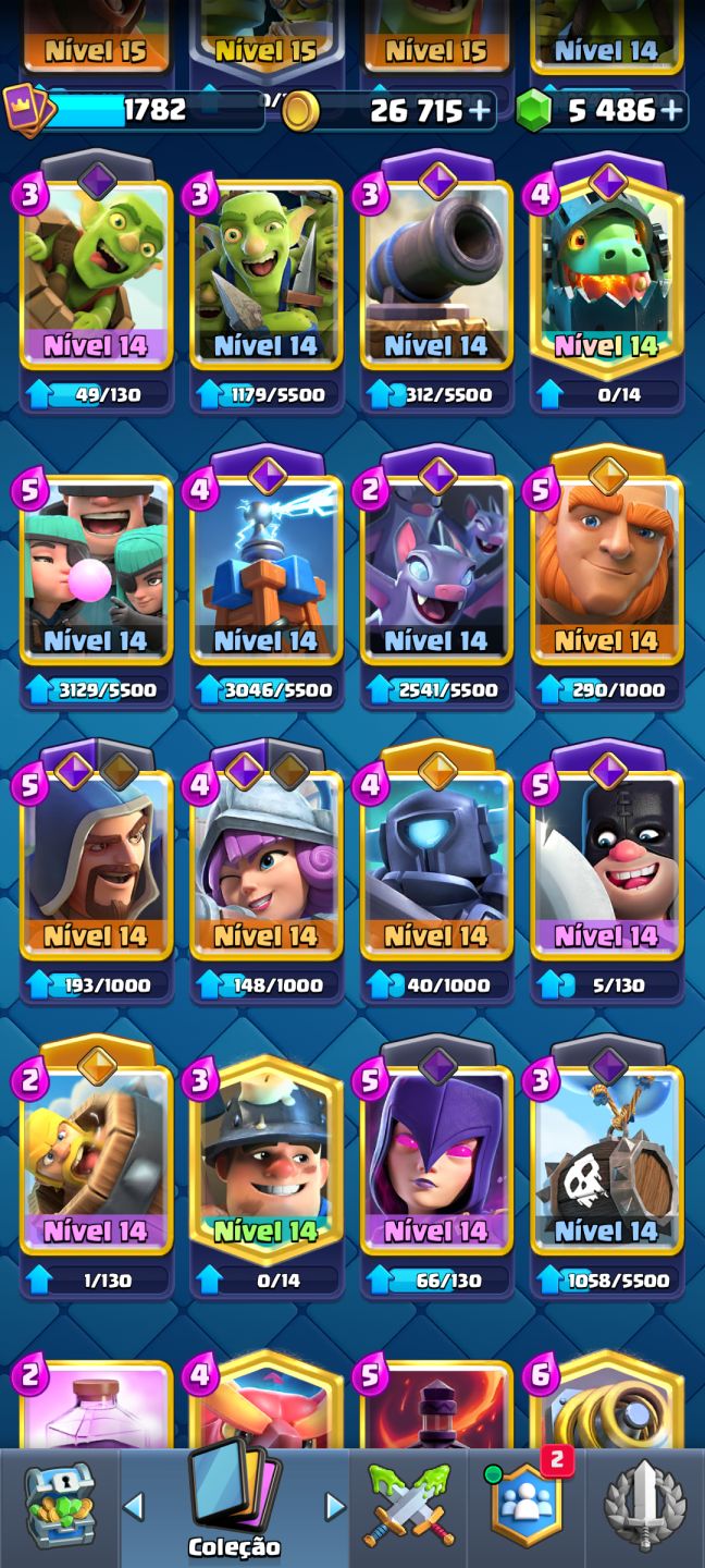 1782 COLEÇÃO | 21 EVO | 5486 GEMAS | 10832 | 91 EMOTES