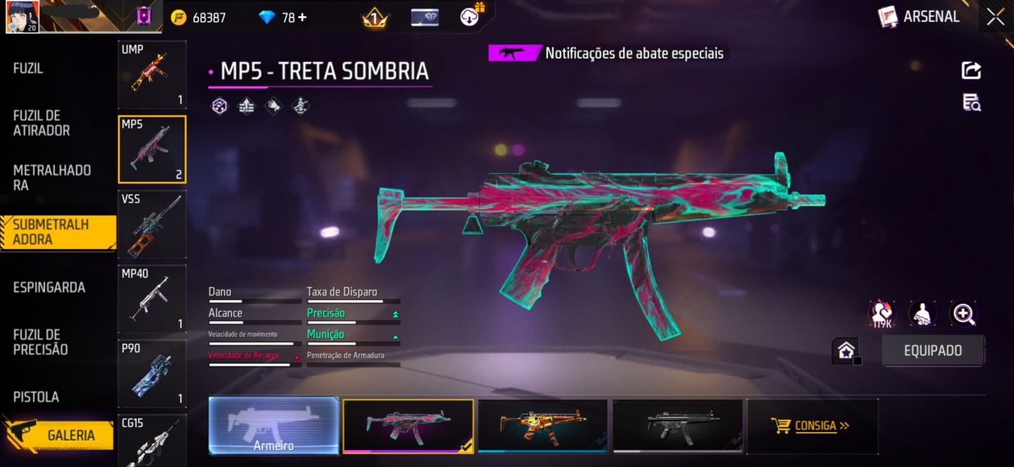 CONTA FREE FIRE COM CONJUNTO JIRAIYA | CONJUNTO MANO CASUAL | MP40 MECÂNICA
