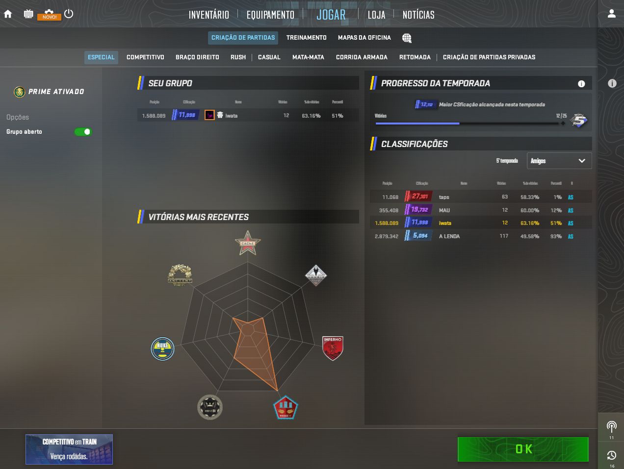 Conta Steam C / 11k no Especial do CS
