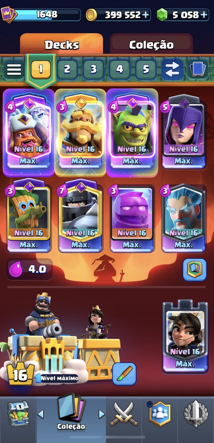 Clash Royale | 12k+ Troféus | Torre 16 MAX | 5K Gemas | Todas as Cartas