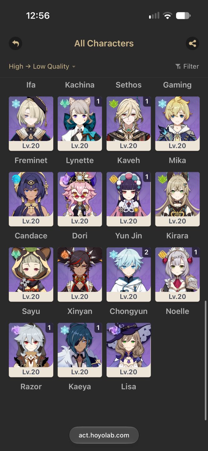 GENSHIN IMPACT AR 58 | COLUMBINA C1 + MAVUIKA C1 | 67 PERSONAGENS | 5 ARMAS