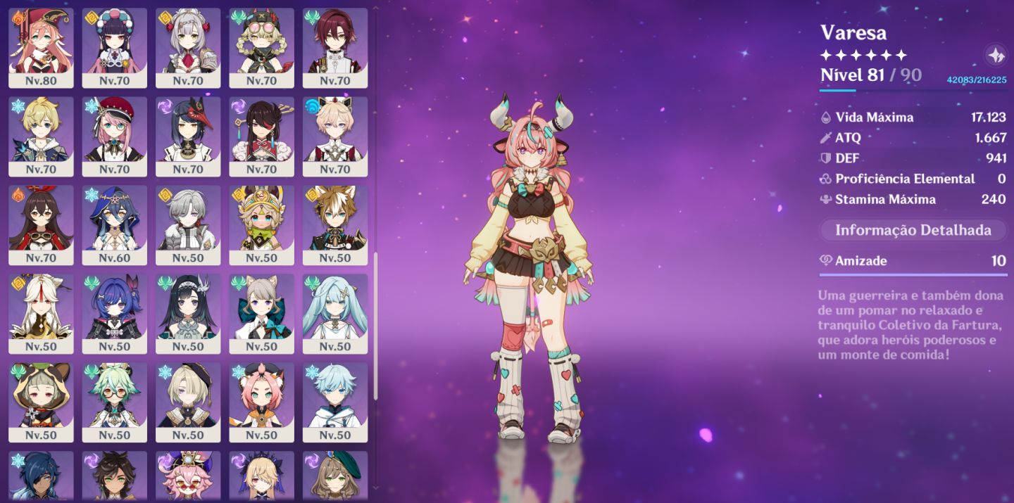 Conta AR60 Late Game mais da metade dos personagens 5 Estrelas