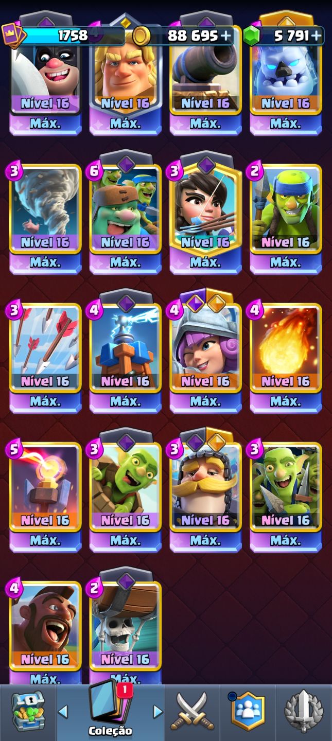 CONTA DO CLASH ROYALE COM TORRE DO REI LVL MÁXIMO - 9 ANOS - UNICO DONO