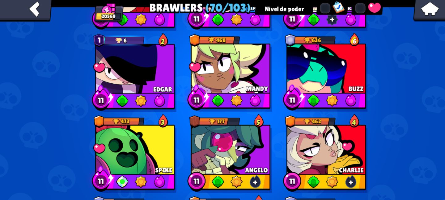 Brawl Stars Conta Avançada | 20.569 Troféus | 6 Hipercargas
