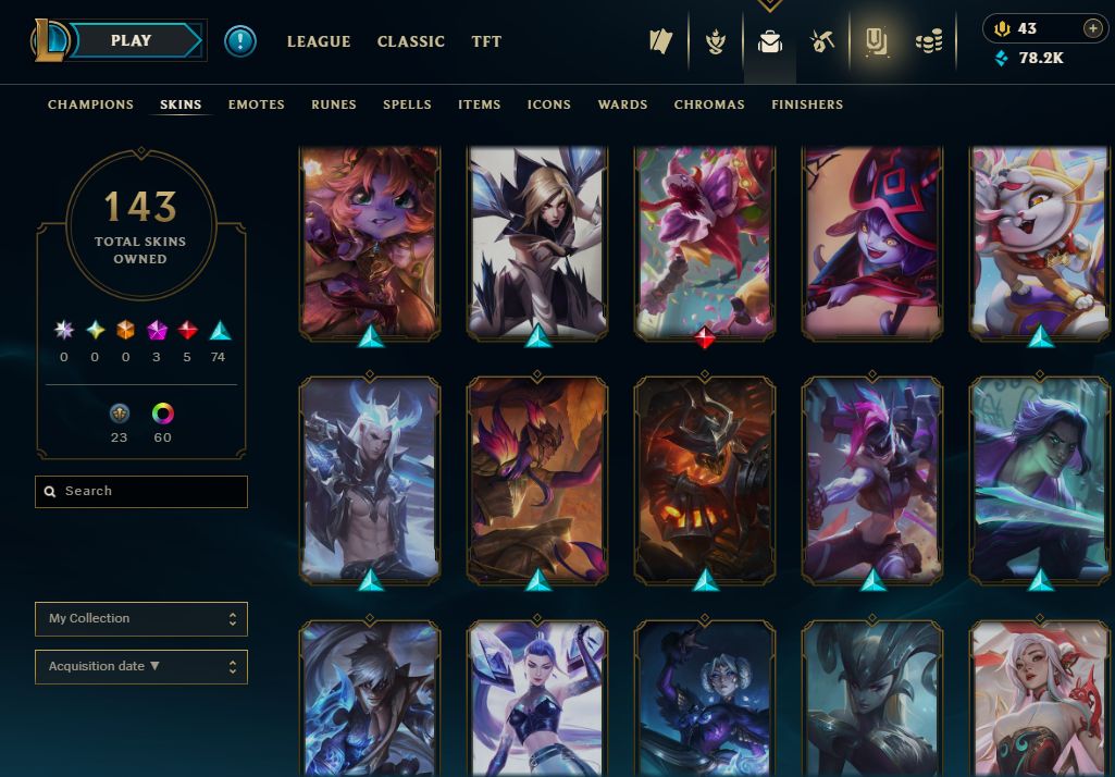 Conta de lol 140 skins muda email senha e nick, ex diamante.