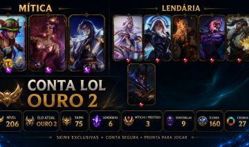 OURO 2 LVL 206 75 SKINS YONE/SIVIR PRESTÍGIO 6 LENDÁRIAS/ZED DIZIMADOR