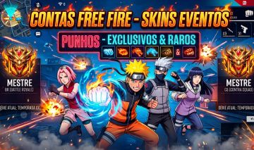 CONTAS FREE FIRE - SKINS EVENTOS - PUNHOS - MESTRE BR E CS