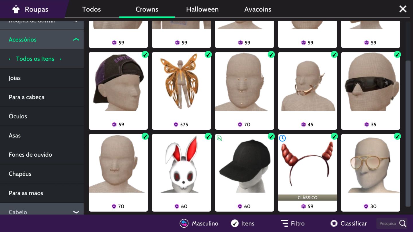CONTA MASCULINA AVAKIN LIFE LvL 34