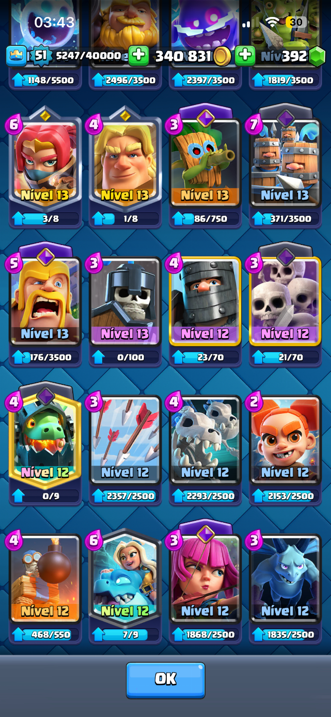 Conta Clash Royale com 10k de troféus, emotes, 1k gasto na conta