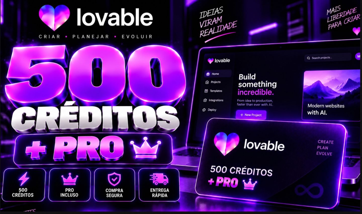LOVABLE.DEV | CRÉDITOS LOVABLE + PRO | ACESSO NA SUA CONTA | ENTREGA RÁPIDA