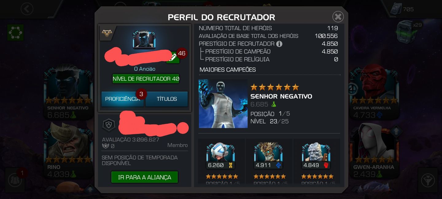 Conta inicial mtc Marvel torneio dos campeões NV 40