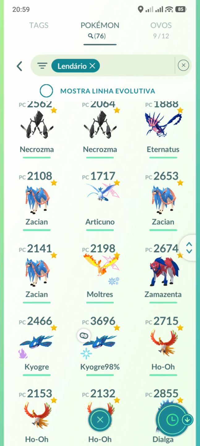 Conta Pokémon GO Lvl 40 | Lunala 100% IV | 76 Lendários, Shinys Meta, Eternatus