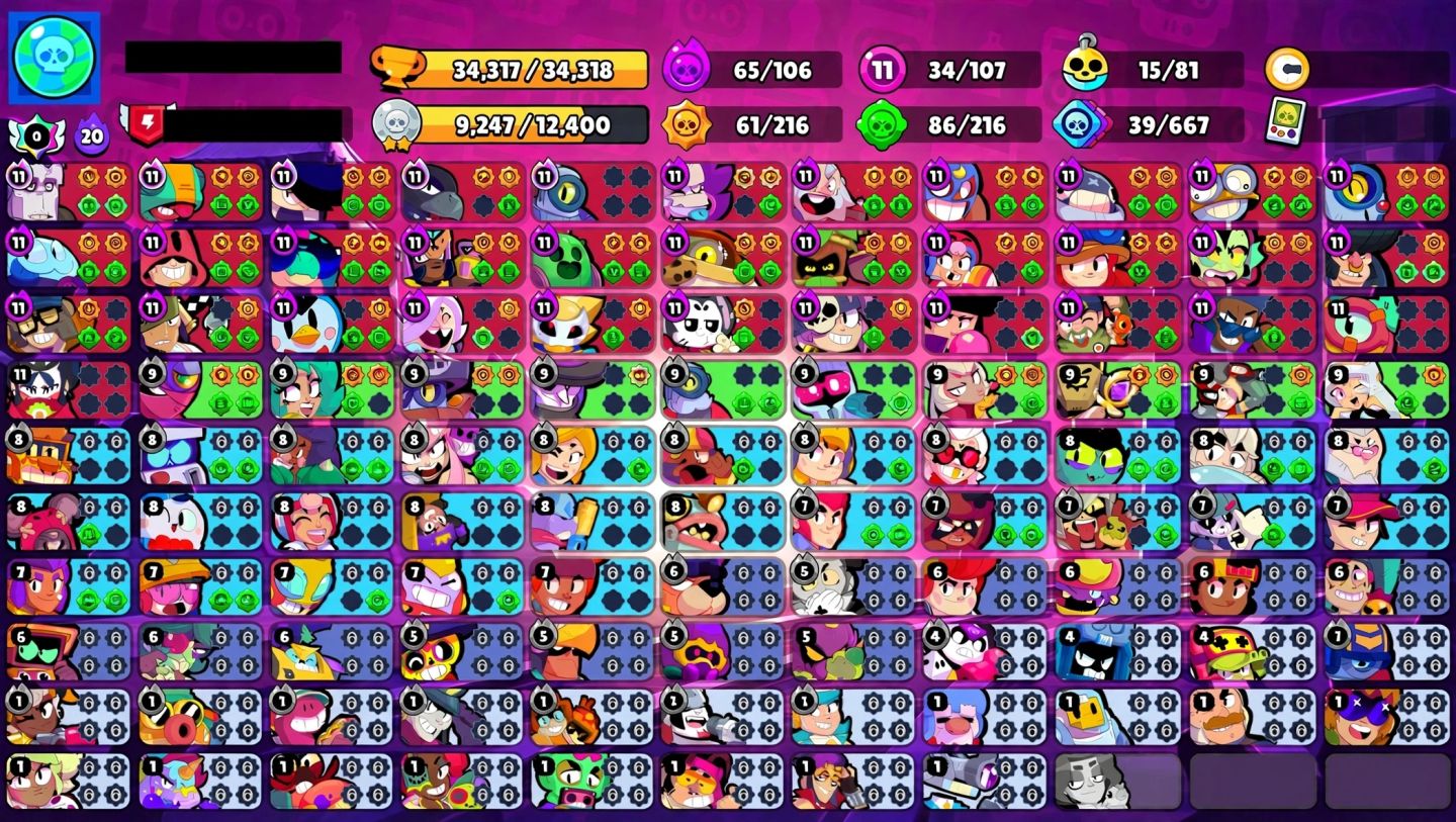 Brawl Stars 107/107 personagem e várias skins