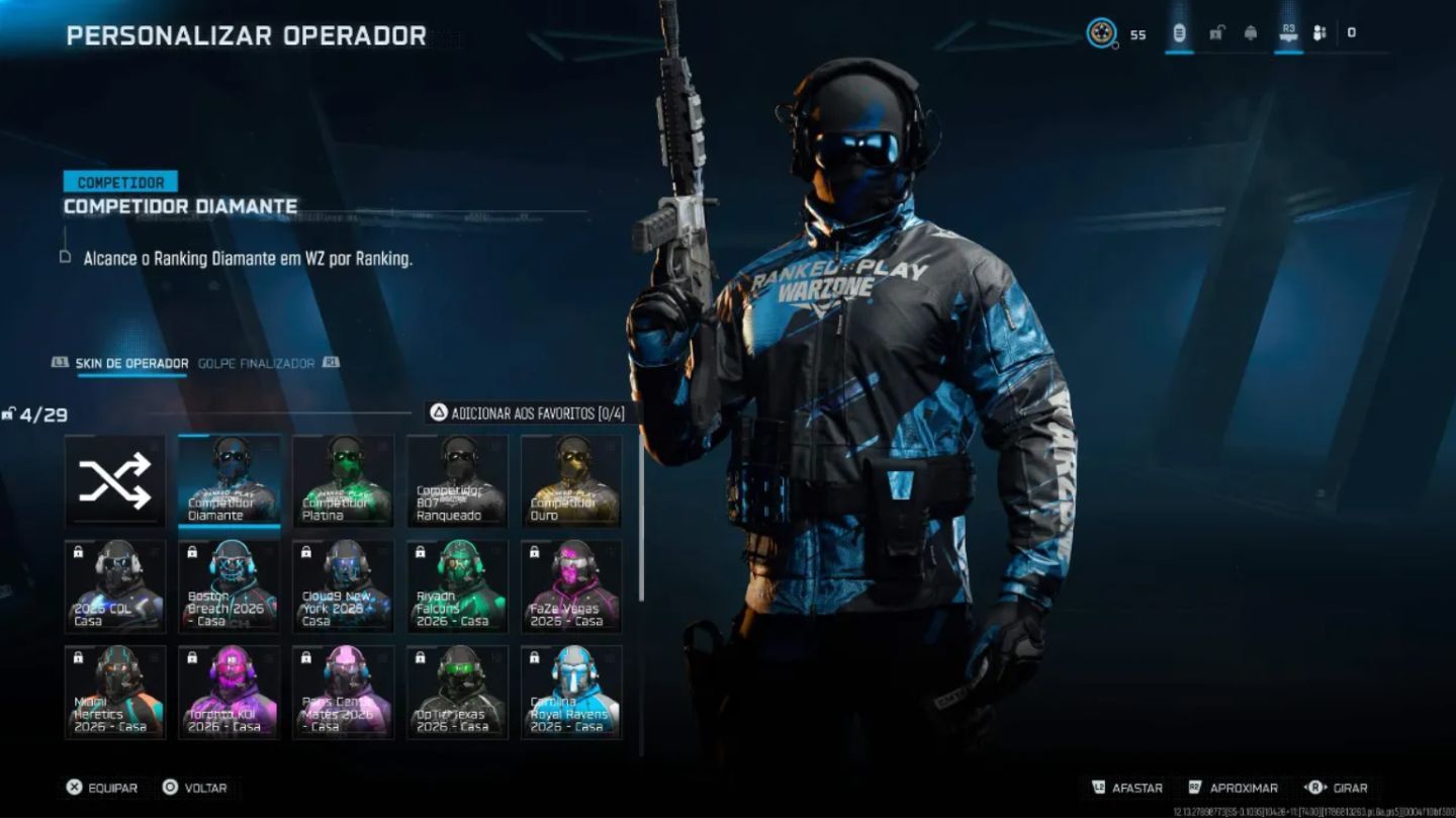 Conta warzone com Camuflagem Interestelar, Terry Crews, Rank Diamante S5