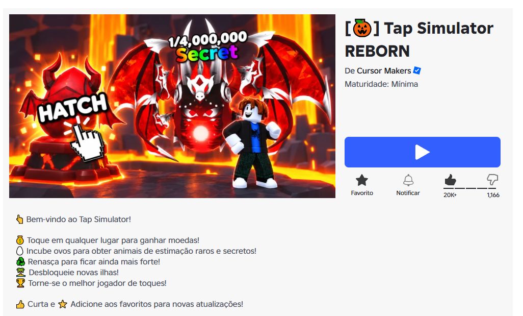 Tap Simulator Reborn | Simulador de Clique Renascido - Secrets (MENOR PREÇO)