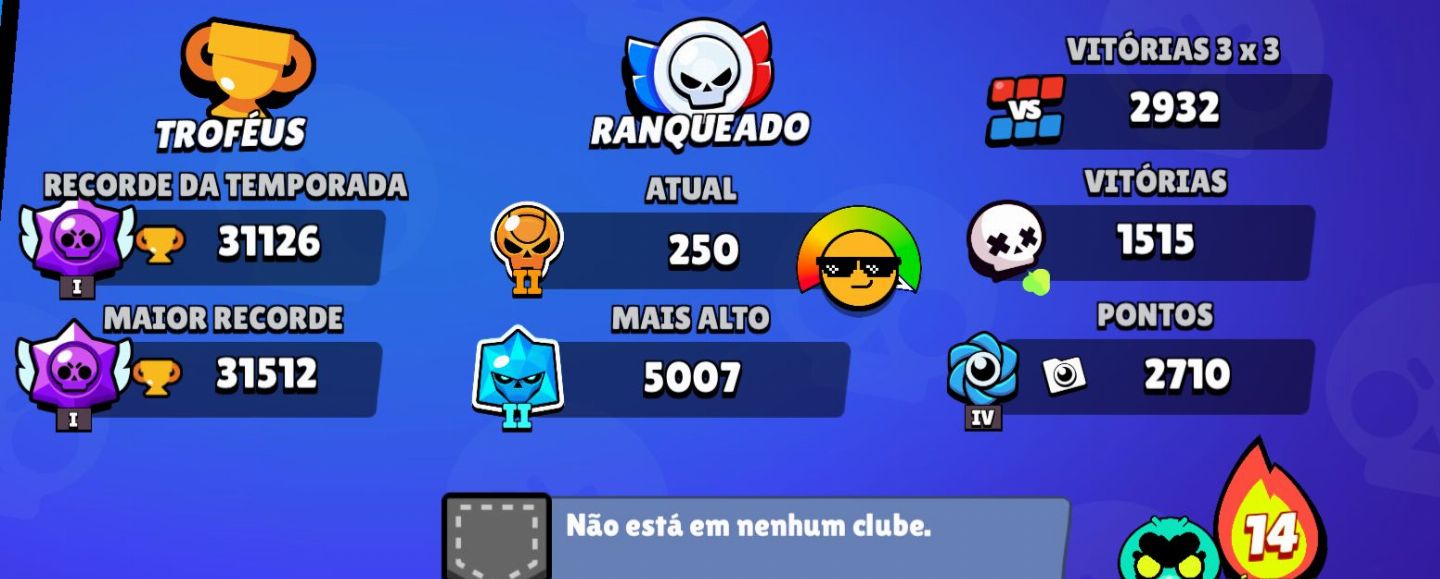 Conta Rara brawl stars 31k de troféus e 2 brawl pass plus (antigos).