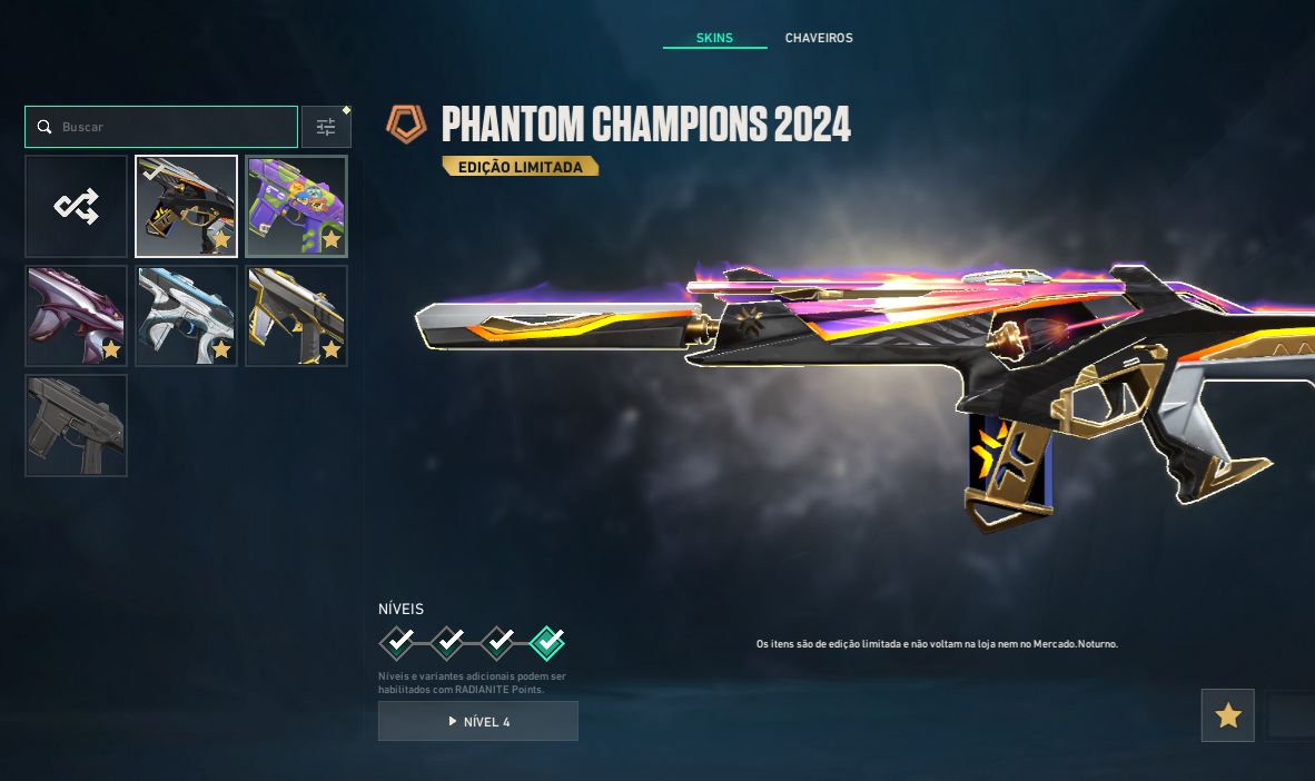 CONTA VALORANT COM PHANTOM CHAMPIONS 2024