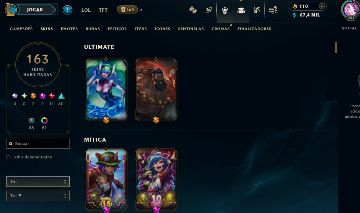 FULL ACESSO - 163 SKINS - 170 CAMPEÕES - LEVEL 251 - 67 MIL ESSENCIA AZUL