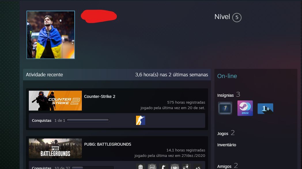CONTA CS2 COM 5 MEDALHAS, GC LEVEL 14, TRUST GREEN