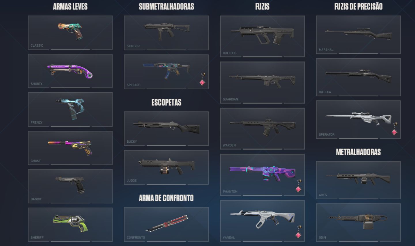 CONTA DIAMANTE COM VÁRIAS SKINS