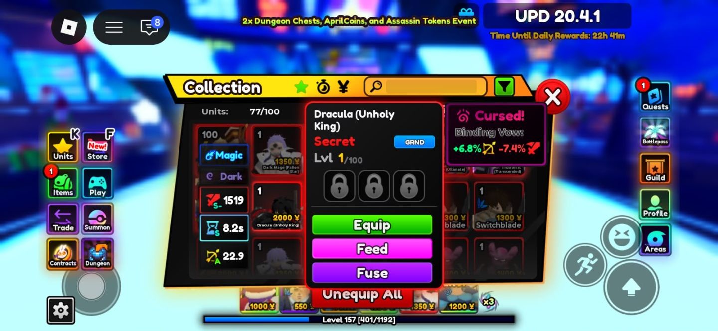 ANIME ADVENTURE - AIZEN BONS STATS, INHUMAN SHINY EVO, ALUCARD EVO /MUITO BARATO