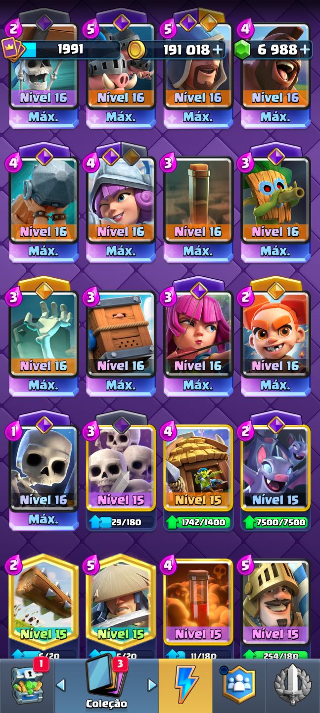 CONTA CLASH ROYALE FULL 123/123 - 7.000 GEMAS - 26 EVO - 190K OURO