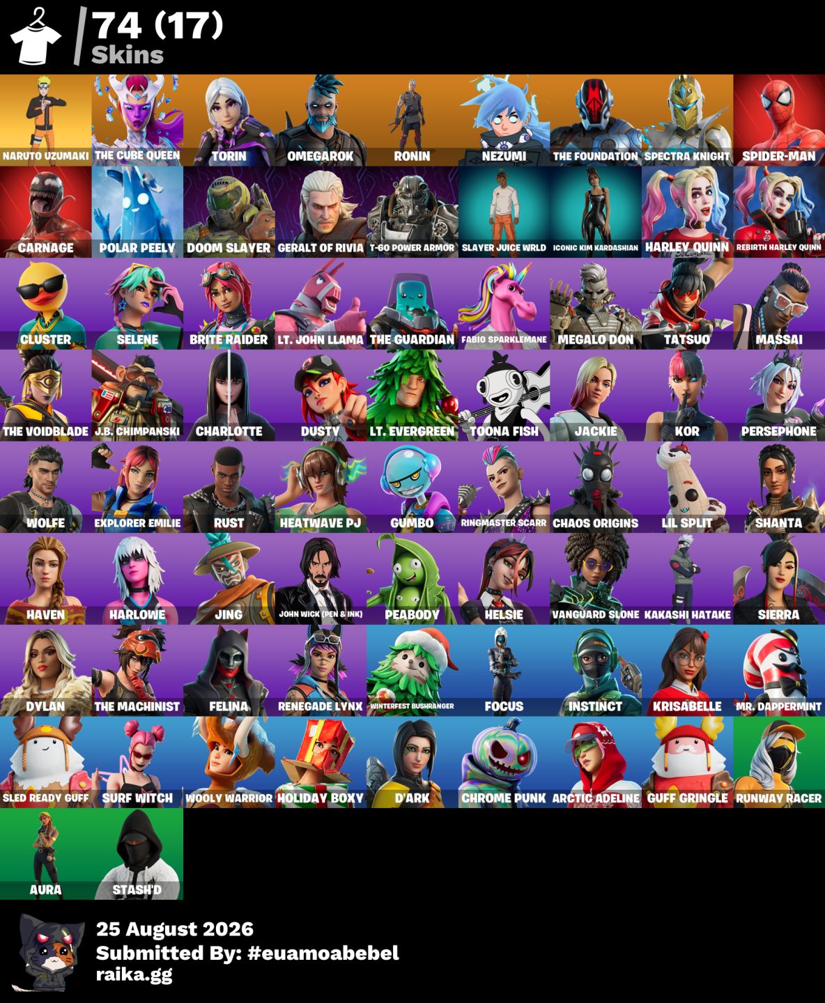 CONTA FORTNITE 76 SKINS COM PASSE ATUAL