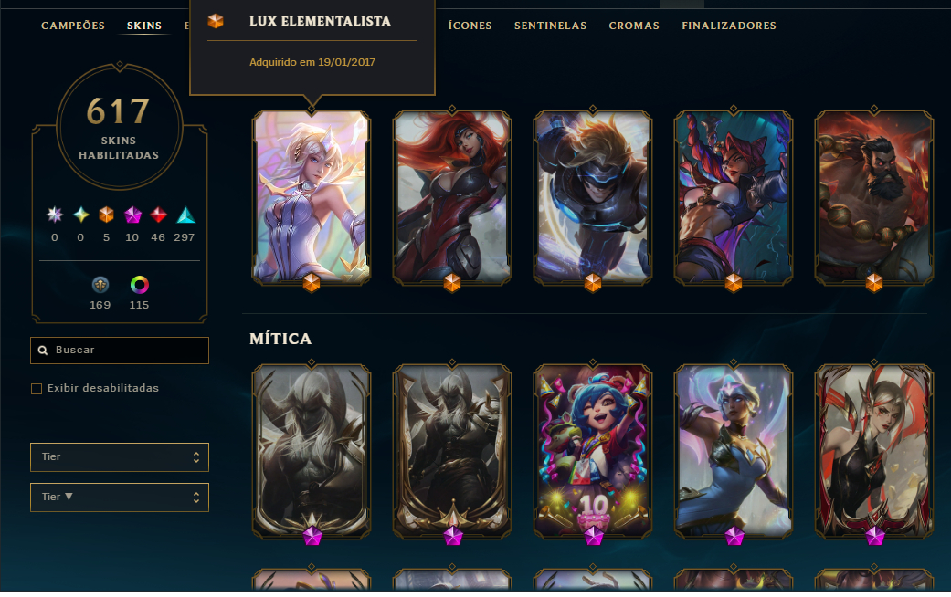 Conta do Lol COM 617 SKINS