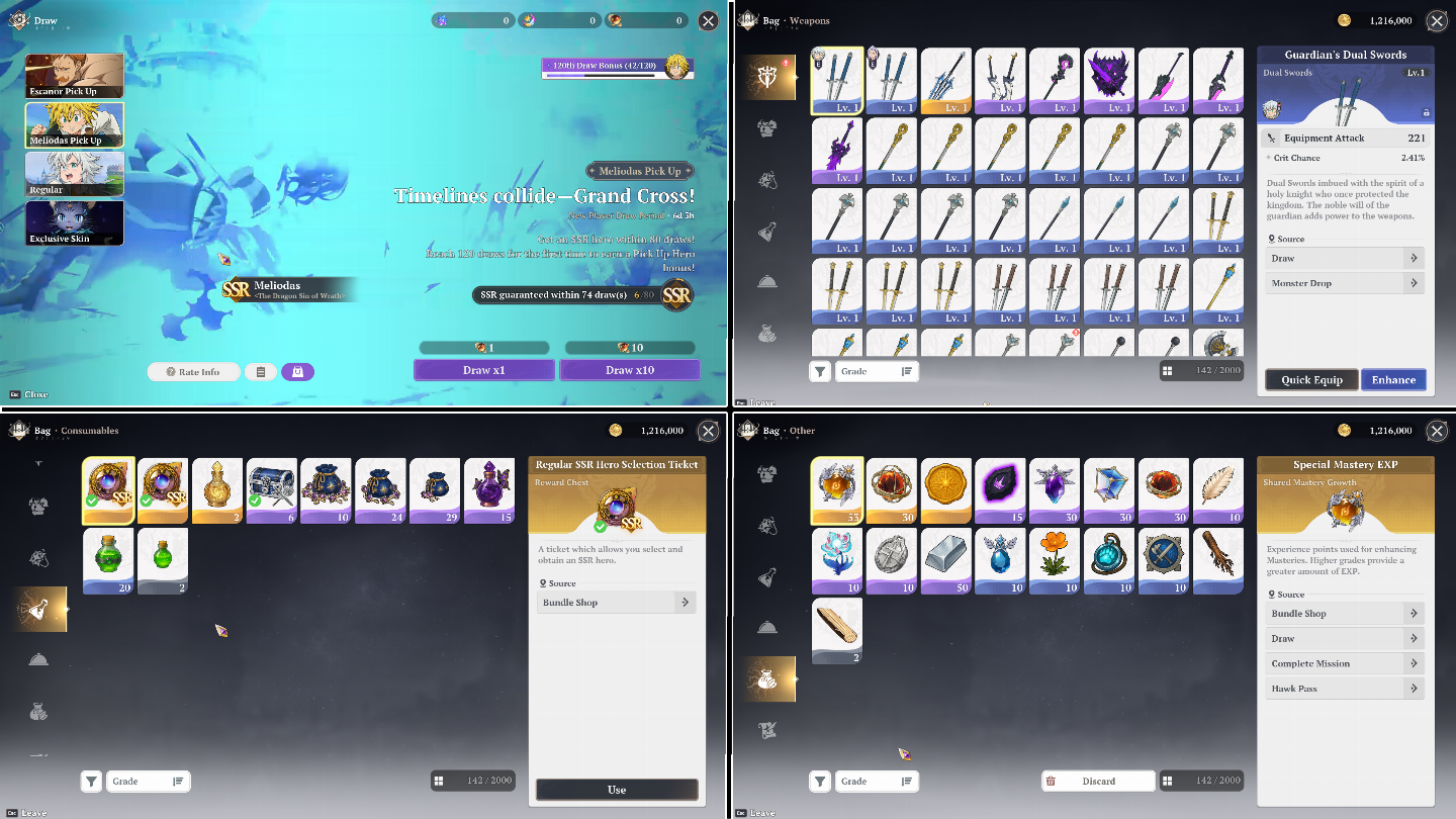 ZS | NA East | Escolha seu SSR Limitado | Reroll | The Seven Deadly Sins Origins