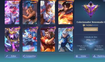 CONTA MLBB 255 SKINS, FULL EMBLEMA PRA SAIR RAPIDO!!