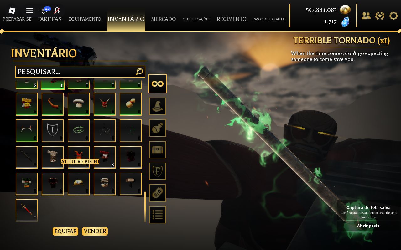 CONTA AOT REVOLUTION | GRADE S- | 597M+ GOLD | TERRIBLE TORNADO x11 | DANO TS 33