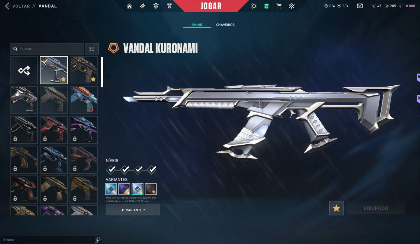 Conta de Valorant com Vandal kuronami, Prelúdio e RGX