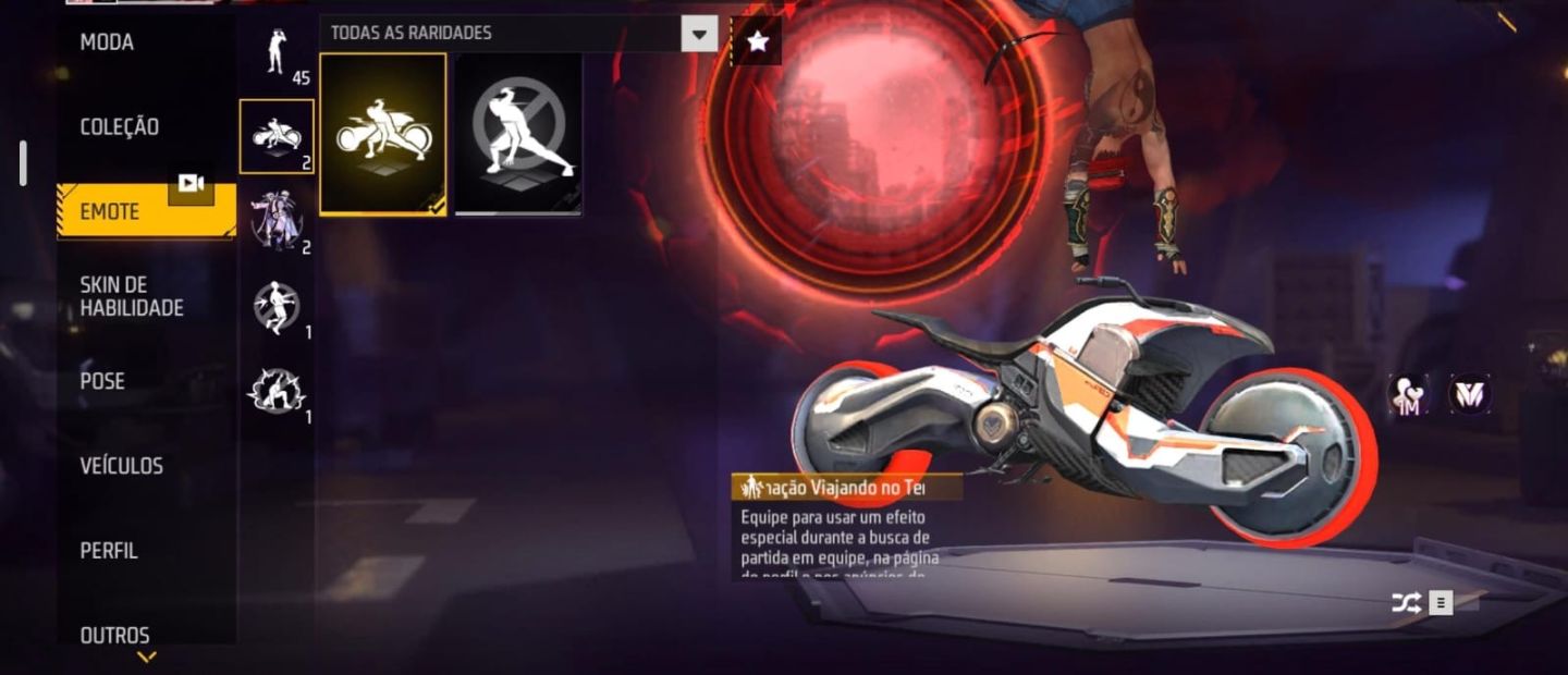 Conta de FF prime 7 com NARUTO, pé descalço, sombra roxa e jazz clássico
