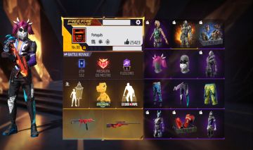 CONTA FREE FIRE RARA NIVEL 80 STEAMPUNK, MERCENARIOS, ANTIBOMBAS E ANJO AZUL
