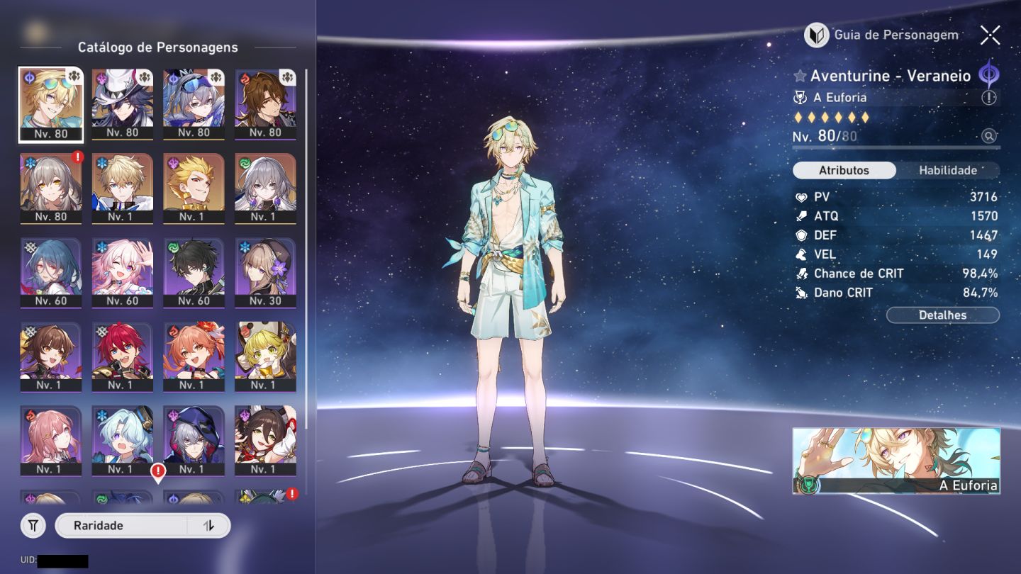 Conta de honkai star rail com aventurine E1S1!