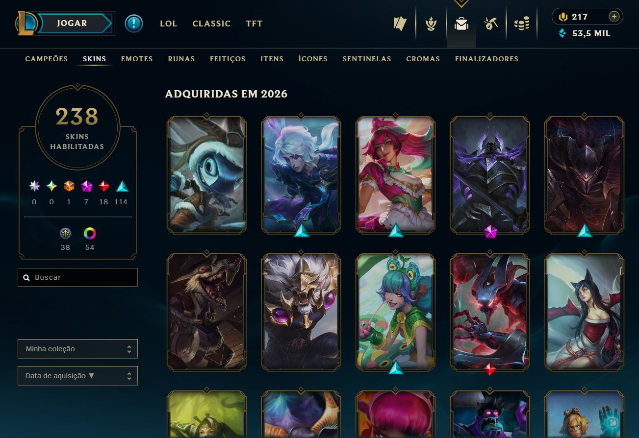 CONTA LOL + VALORANT + WILD RIFT | 238 SKINS LOL | 25 SKINS VALORANT