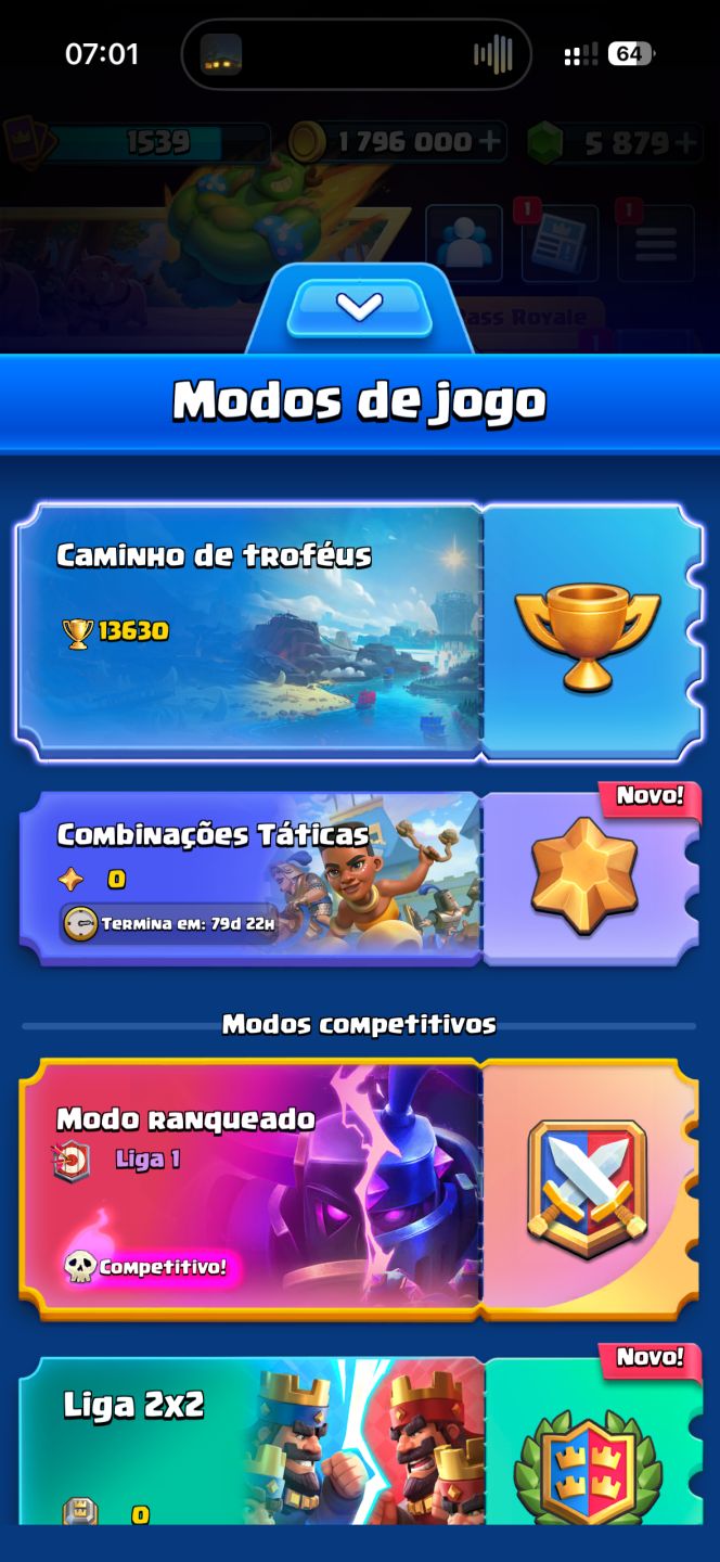 Conta Clash Royale UPADA 13.5k+ 4 decks full, aceito propostas