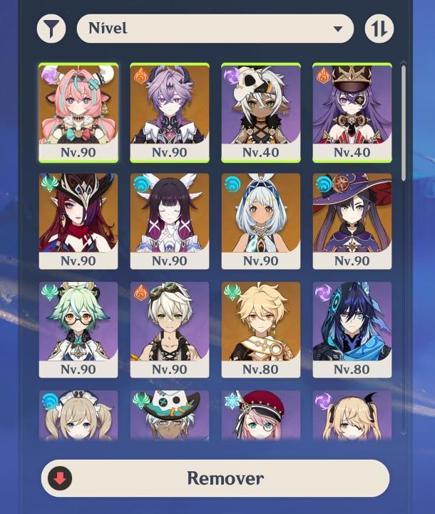 CONTA GENSHIN VESNA, CHASCA C1, MUALANI C1, COLUMBINA, DURIN E VARESA